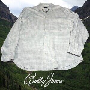 Bobby Jones Men's Long Sleeve Button Font Shirt Grey Houndstooth XL